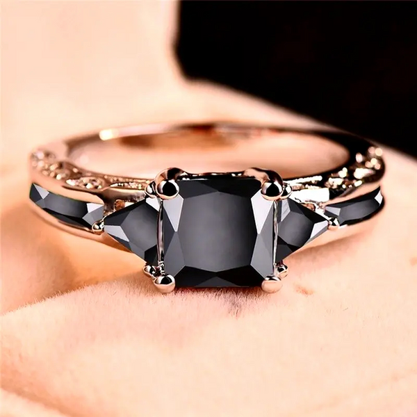 Sophisticated Eternity Ring with Black Zirconia Stones -Statement Jewelry for Women