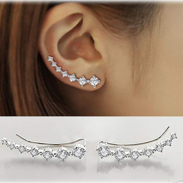 1 pair Earring for Women Cartilage 7 Crystals Ear Cuffs Hoop Climber