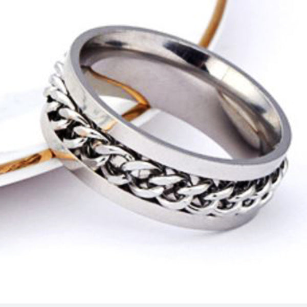 Emma Manor Titanium Steel Ring High Polished Chain Ring for Men Women Size 7Available