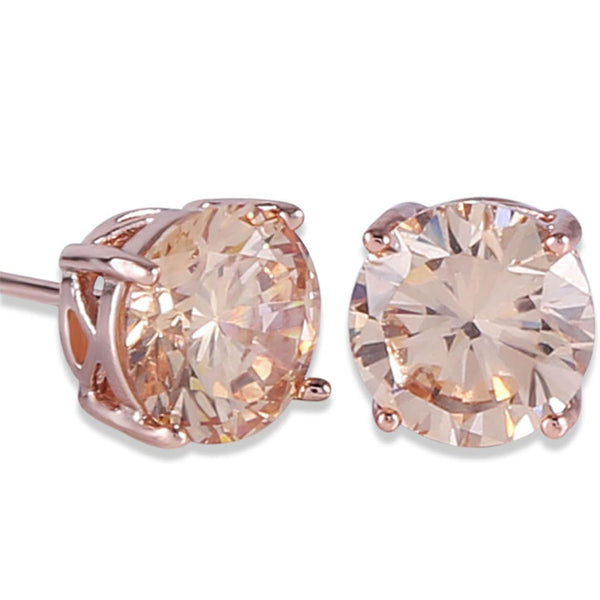 1 pair Rose Gold Tone Yellow Crystal Royal Journey Jewelry Eternity Stud Earring